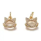 Brass Micro Pave Clear Cubic Zirconia Charms
