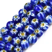 Round Millefiori Glass Beads Strands