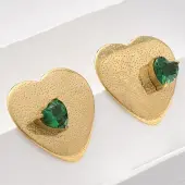 Brass & Glass & Plastic Stud Earrings