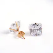 Square Cubic Zirconia Stud Earrings