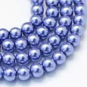 Baking Painted Pearlized Glass Pearl Round Bead Strands