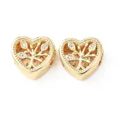 Brass Micro Pave Clear Cubic Zirconia European Beads