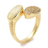 Rack Plating Brass Pave Clear Cubic Zirconia Open Cuff Rings