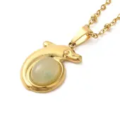 304 Stainless Steel Pave Natural Stone Pendant Necklaces for Women