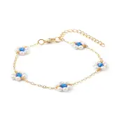 Shell Pearl & Acrylic Beads Flower Link Bracelets