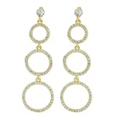 Ring Brass Clear Cubic Zirconia Dangle Stud Earrings