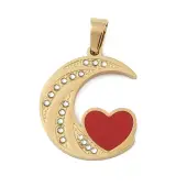 Ion Plating(IP) 304 Stainless Steel Enamel Rhinestone Pendants