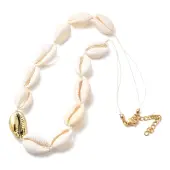 304 Stainless Steel & Natural Cowrie Shell Beaded Necklaces for Women