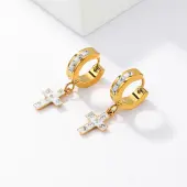 Fashion Cross Stainless Steel Hoop Earrings