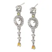 Rack Plating Brass with Cubic Zirconia Stud Earrings Finding