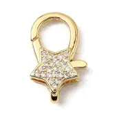 Brass Clear Cubic Zirconia Lobster Claw Clasps