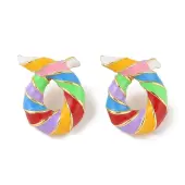 Brass with Enamel Twist Stud Earrings for Women