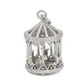 Brass Micro Pave Clear Cubic Zirconia Clear Locket Pendants