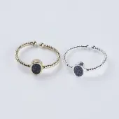 Adjustable Natural Druzy Agate Cuff Finger Rings