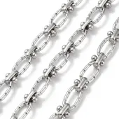 Tarnish Resistant 304 Stainless Steel Textured Oval & Knot Link Chains