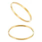 2Pcs 304 Stainless Steel Plain Bangles