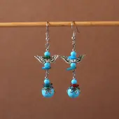 Bohemian tassel turquoise earrings