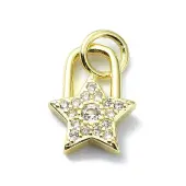 Brass Micro Pave Claer Cubic Zirconia Charms