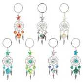 7Pcs Synthetic Turquoise & Alloy Keychain