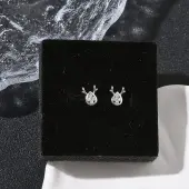 Deer Brass Micro Pave Clear Cubic Zirconia Stud Earrings