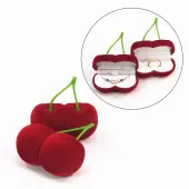 Valentine's Day Cherry Shaped Velvet Ring Gift Boxes