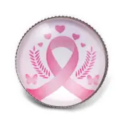 Breast Cancer Awareness Ribbon Glass Brooches