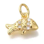 Rack Plating Brass Micro Pave Cubic Zirconia Charms