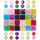 24 Colors Spray Painted Crackle Glass Beads
