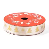 5 Yards Christmas Gold Stamping Polyester Printed Ribbon