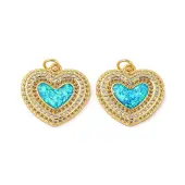 Valentine's Day Brass Micro Pave Cubic Zirconia with Synthetic Opal Pendants