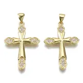 Brass Micro Pave Clear Cubic Zirconia Pendants