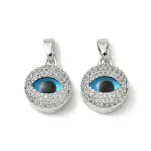 Printed Brass Micro Pave Cubic Zirconia with Glass Pendants