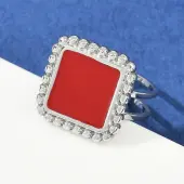 Square 304 Stainless Steel Enamel Finger Rings for Women