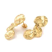 Hammered Flat Round 304 Stainless Steel Stud Earrings for Women