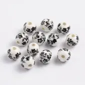 8mm Round Black Handmade Printed Porcelain Beads