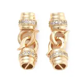 Brass Micro Pave Clear Cubic Zirconia Fold Over Clasps