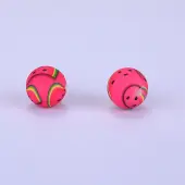 Printed Round with Watermelon Pattern Silicone Focal Beads