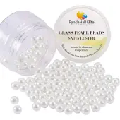 About 100 Pcs 10mm Tiny Satin Luster Glass Pearl Bead Round Loose Spacer Beads for Jewelry Making White