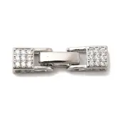 Brass Micro Pave Clear Cubic Zirconia Fold Over Clasps