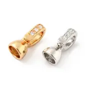 Brass Micro Pave Clear Cubic Zirconia Fold Over Clasps