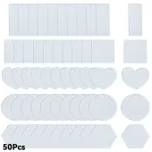50Pcs 5 Styles Transparent Acrylic Disc Big Pendants