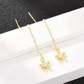 Flower Brass Micro Pave Clear Cubic Zirconia Ear Thread