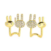 Rack Plating Rabbit Brass Micro Pave Clear Cubic Zirconia Stud Earrings