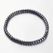 Non-magnetic Synthetic Hematite Beaded Stretch Bracelets