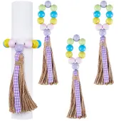 Easter Wood Beaded Napkin Rings with Tassels