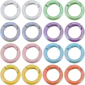 16Pcs 8 Colors Zinc Alloy Spring Gate Rings