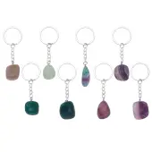 8Pcs Natural Fluorite Pendant Keychain