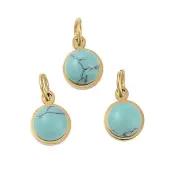 Ion Plating(IP) Synthetic Turquoise Half Round Charms with Jump Ring