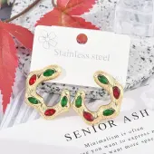 304 Stainless Steel Glass Stud Earrings