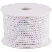 JEWELEADER White Craft Nylon Rope 1/8 inch 65 Feet Twisted Decor Trim Cord Multipurpose Utility Nylon Thread Cord for Jewelry Making Knot...